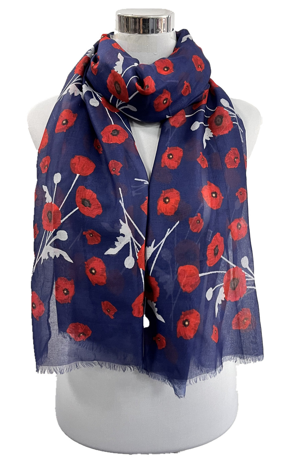 Super Soft Poppy Flower Print Pattern Scarf