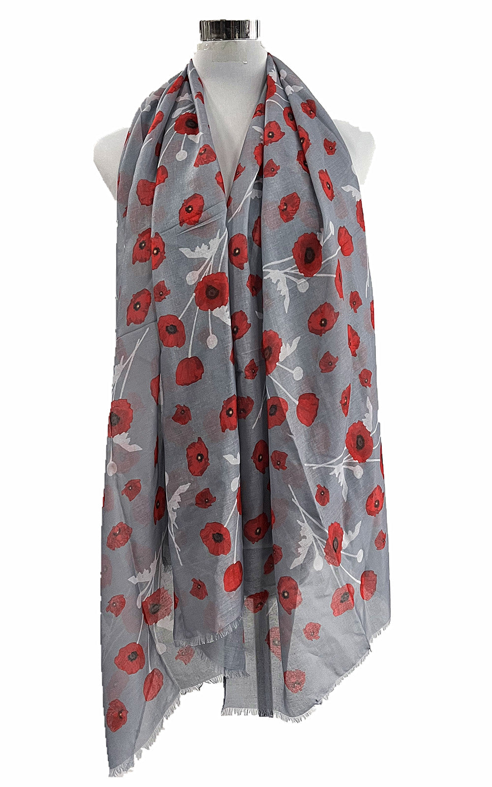 Super Soft Poppy Flower Print Pattern Scarf