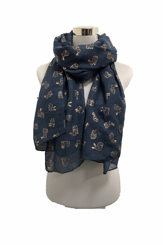 Foil Rose Gold Googly Rabbit Pattern Scarf