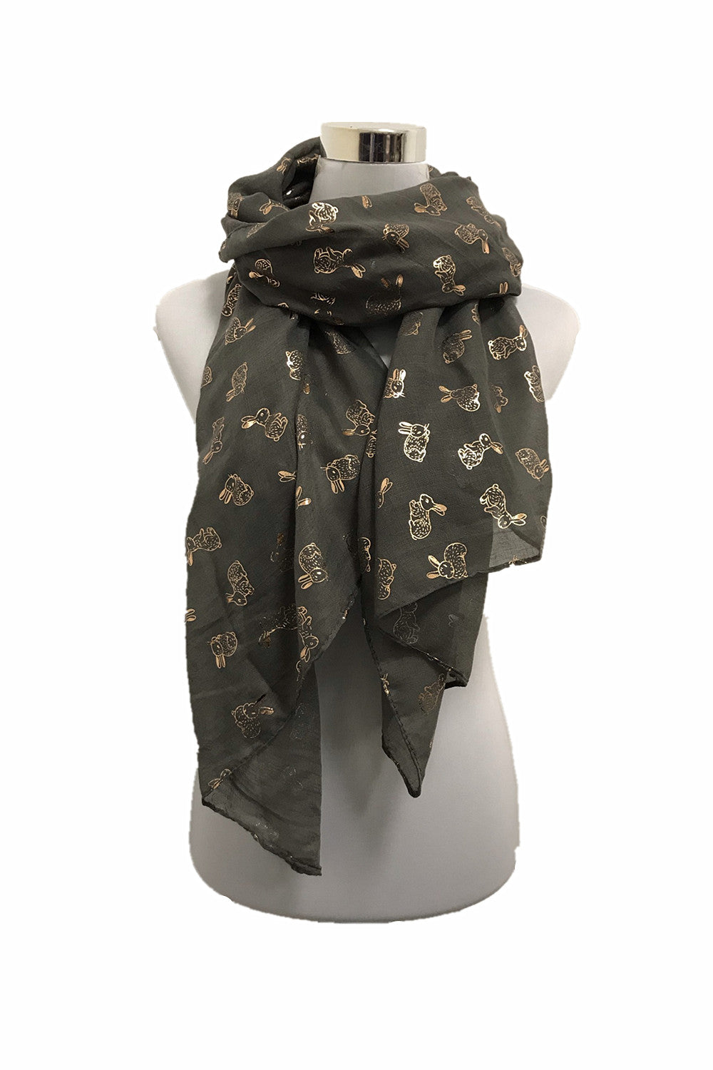 Foil Rose Gold Googly Rabbit Pattern Scarf