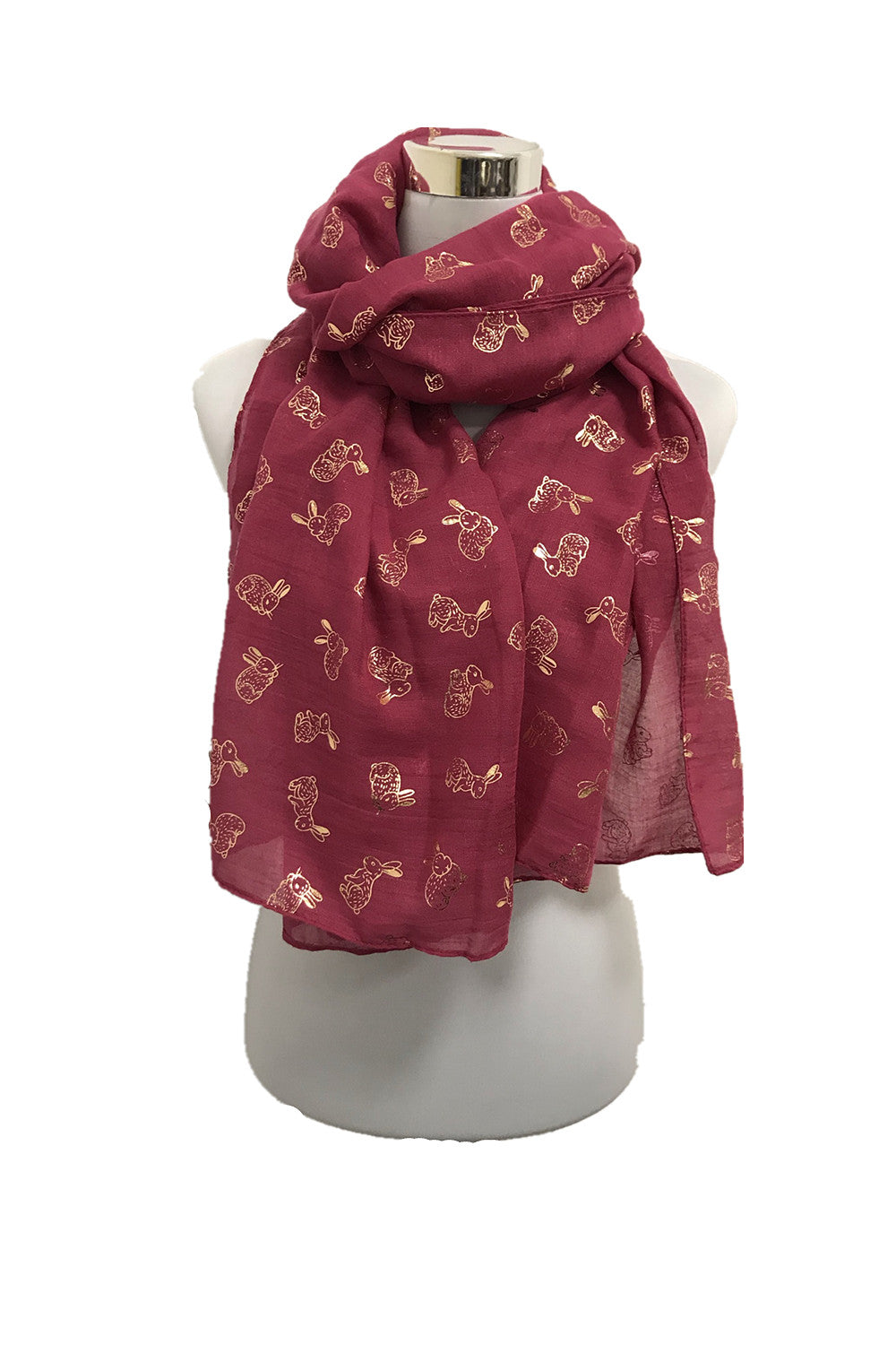 Foil Rose Gold Googly Rabbit Pattern Scarf