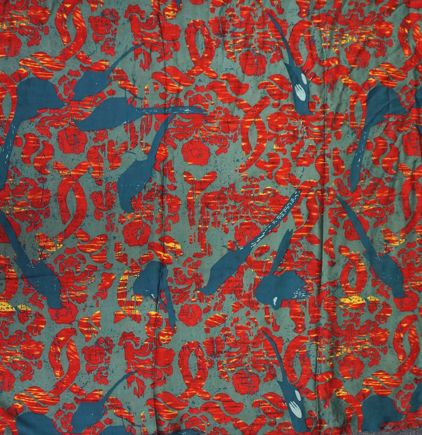 Silk Feel Scarf Blue Bird Print