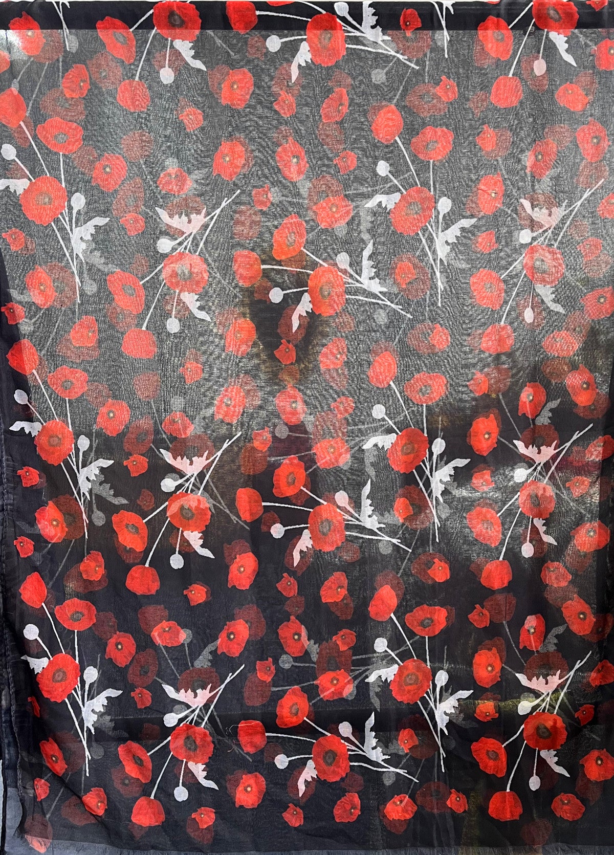Super Soft Poppy Flower Print Pattern Scarf