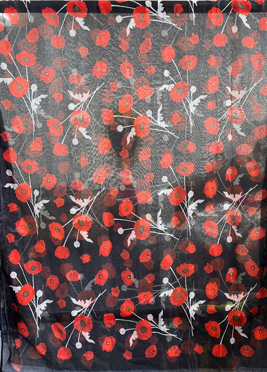 Super Soft Poppy Flower Print Pattern Scarf