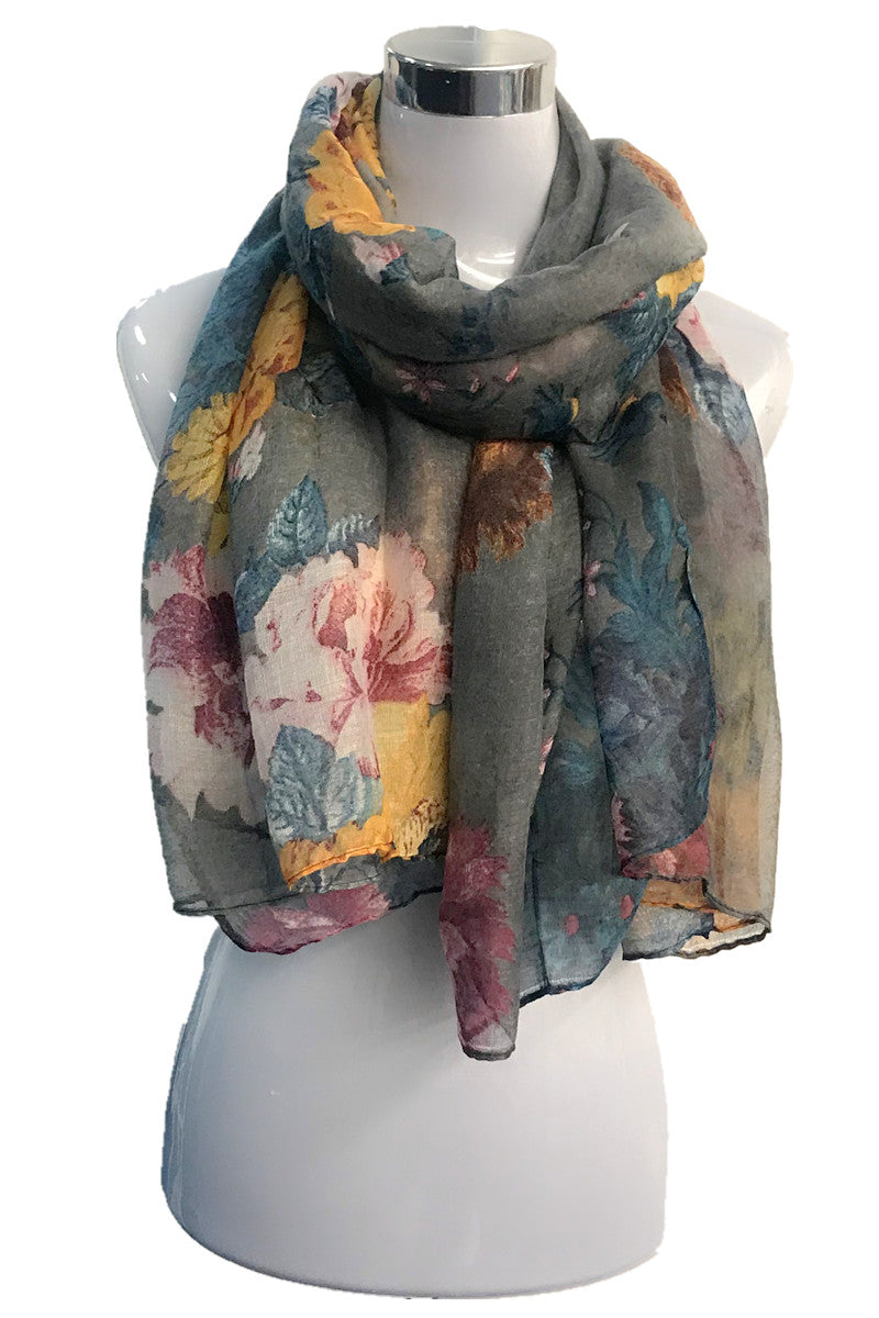 Vintage Rose Flower Pattern Scarf