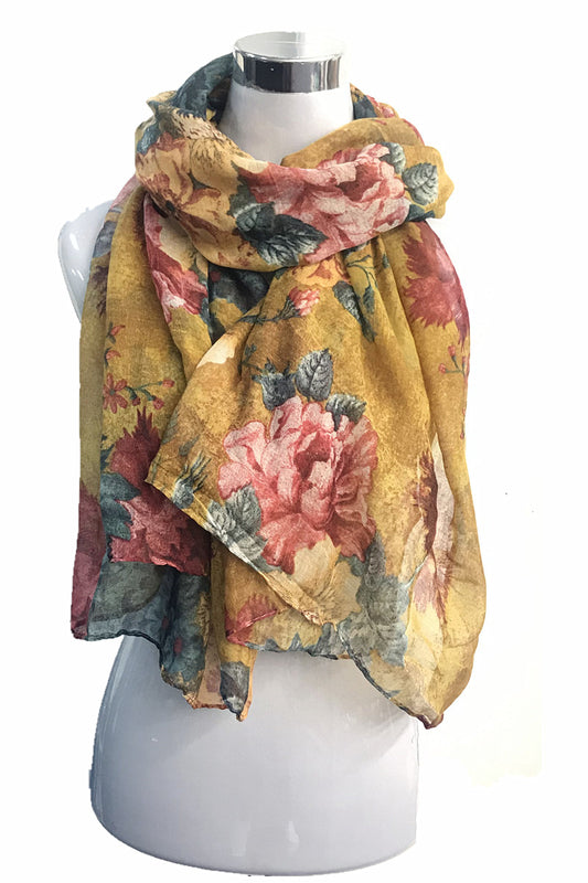 Vintage Rose Flower Pattern Scarf