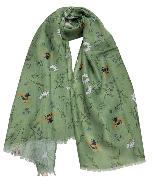 Yellow Bee Animal with Daisy Flower Pattern Scarf