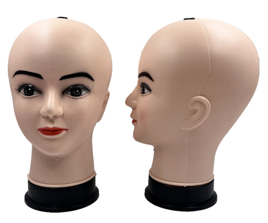 2pc DURABLE PLASTIC DUMMY FEMALE HEAD DISPLAY WIGS HATS