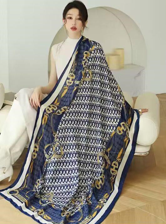 Winter Golden Chains Print Scarf