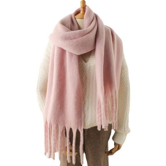 Fluffy Wool Shawl with Tassel
