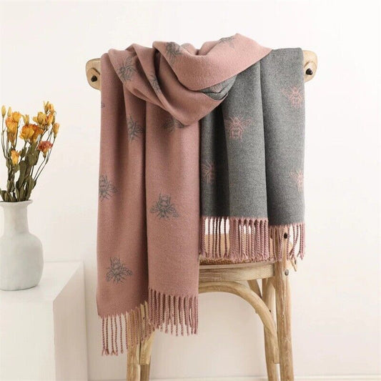 Reversible Bumble Bee Print Winter Scarf
