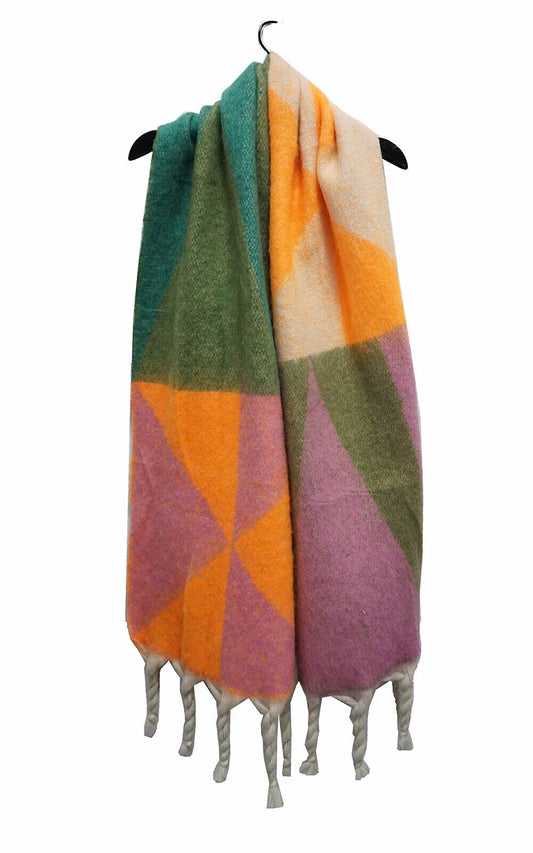 Winter Tartan Chunky Shawl with Tassel Thick Blanket Scarf