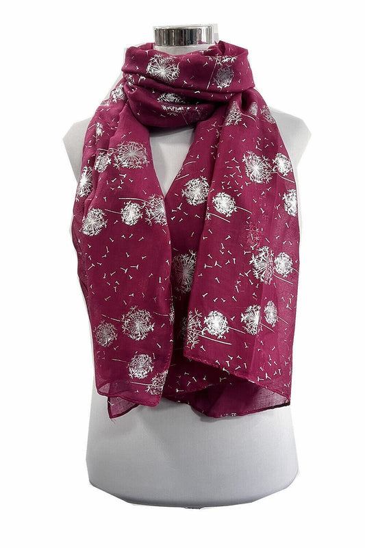 Silver Foil Dandelion Print Scarf