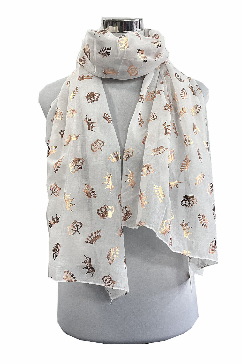 Foil Rosegold Crown Pattern Scarf