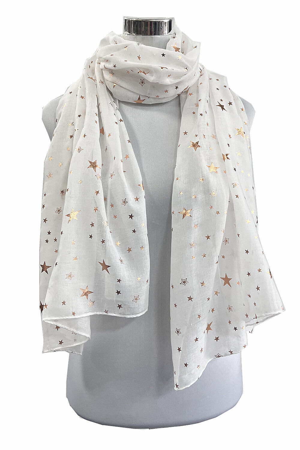 Foil Rose Gold Big Stars Pattern Scarf