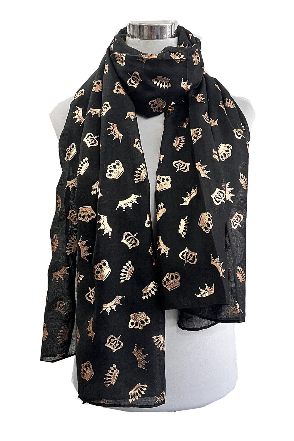 Foil Rosegold Crown Pattern Scarf