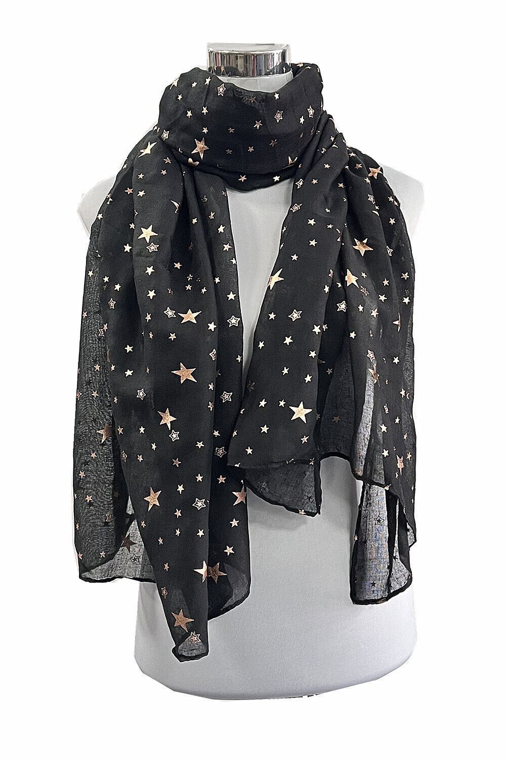 Foil Rose Gold Big Stars Pattern Scarf