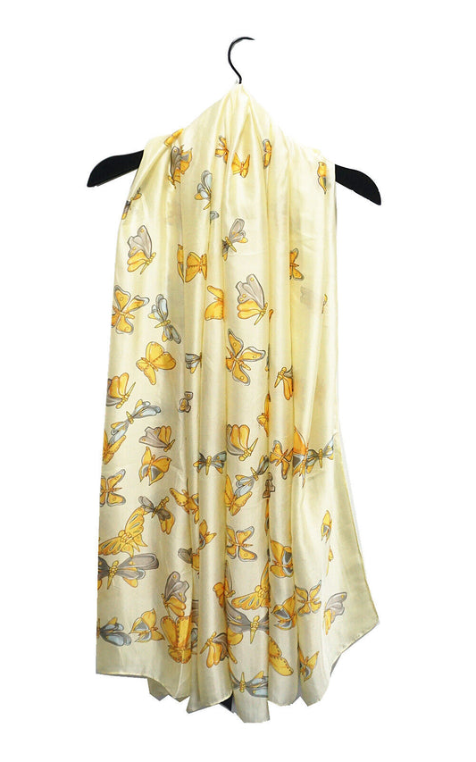 Silk Feel Scarf Butterfly Pattern