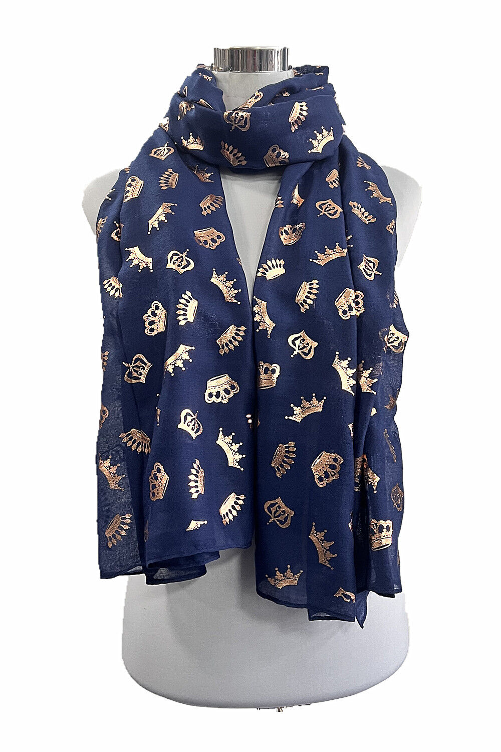 Foil Rosegold Crown Pattern Scarf