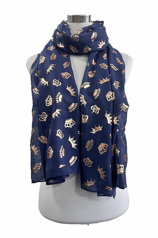 Foil Rosegold Crown Pattern Scarf