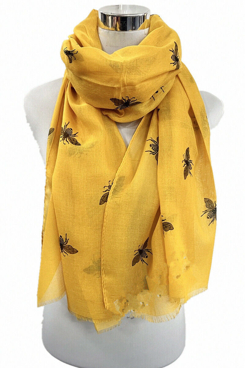 Foil Rose Gold Big Bee Print Scarf