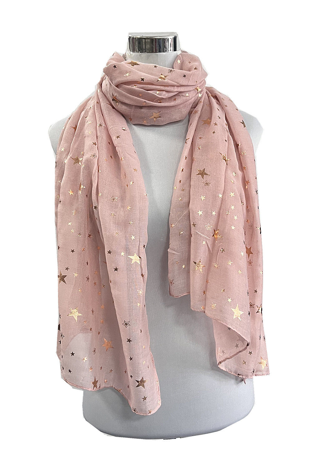 Foil Rose Gold Big Stars Pattern Scarf