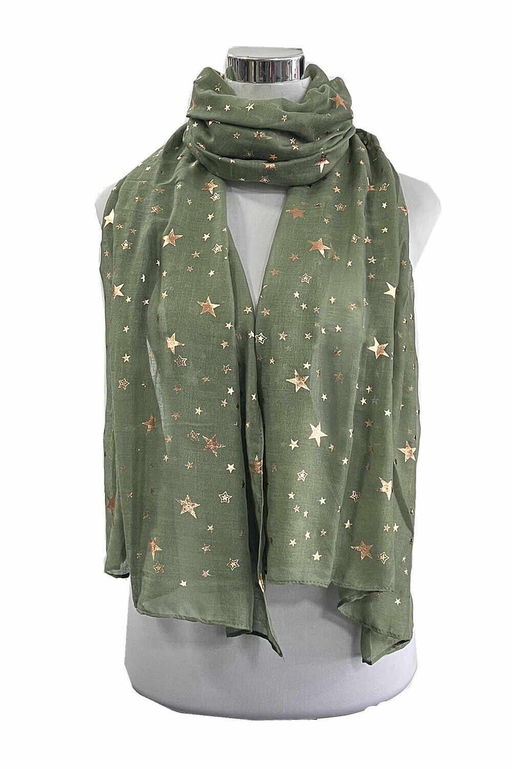 Foil Rose Gold Big Stars Pattern Scarf