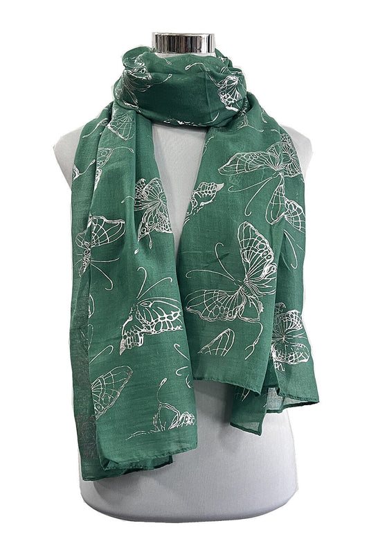 Foil Silver Big Butterfly Pattern Scarf
