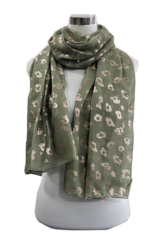 Foil Rosegold Leopard Print Scarf