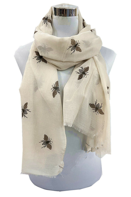 Foil Rose Gold Big Bee Print Scarf