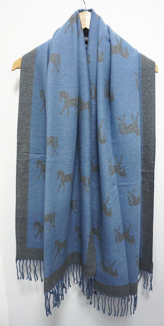 Horse Print Reversible Winter Scarf