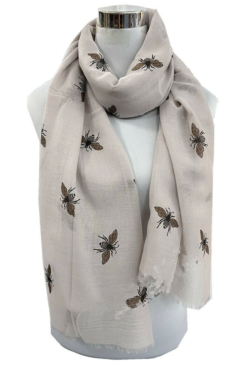Foil Rose Gold Big Bee Print Scarf
