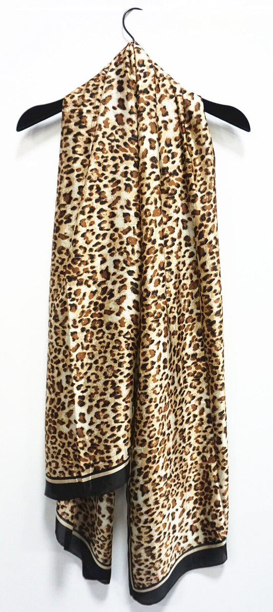 Silk Feel Scarf Leopard Print