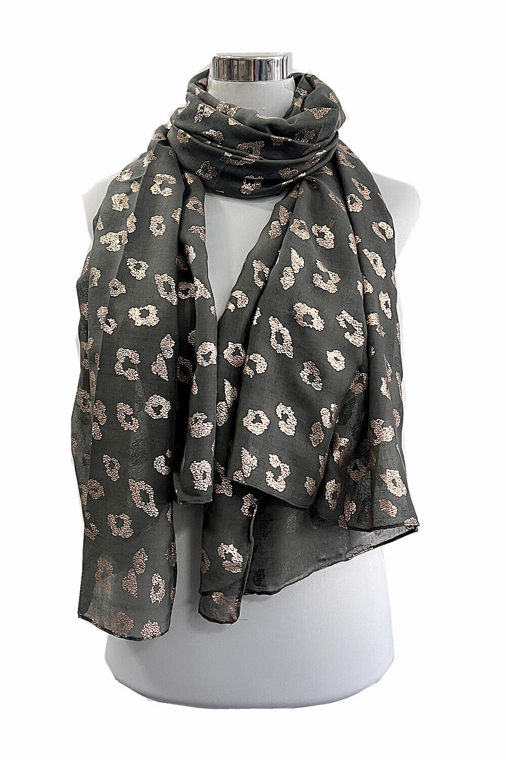 Foil Rosegold Leopard Print Scarf