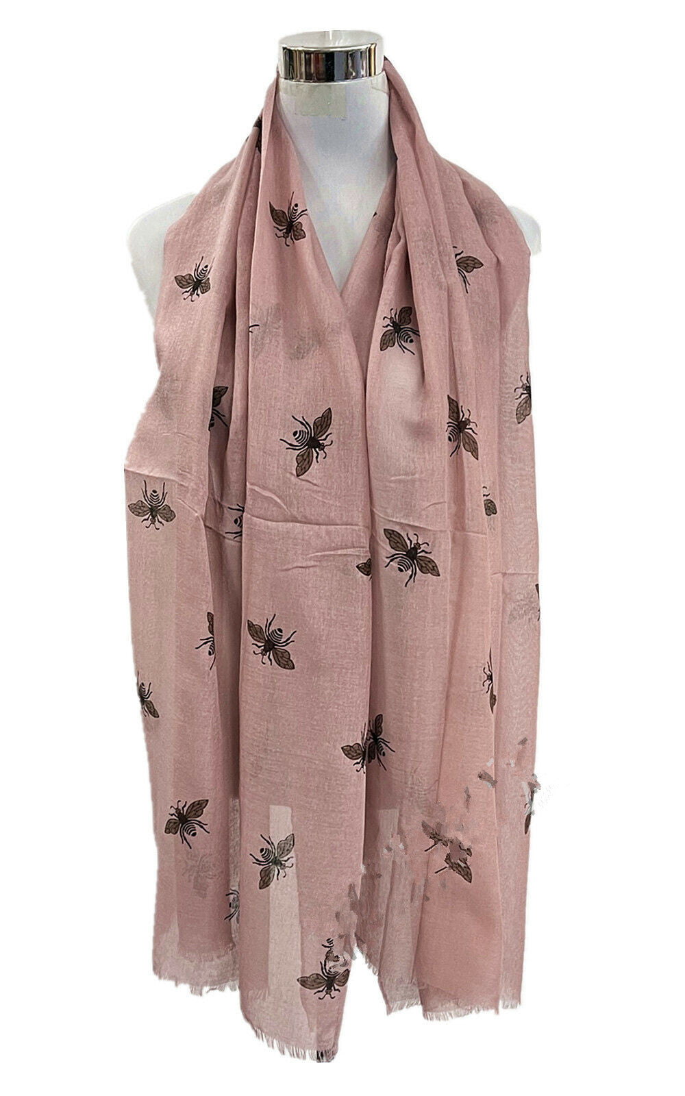 Foil Rose Gold Big Bee Print Scarf