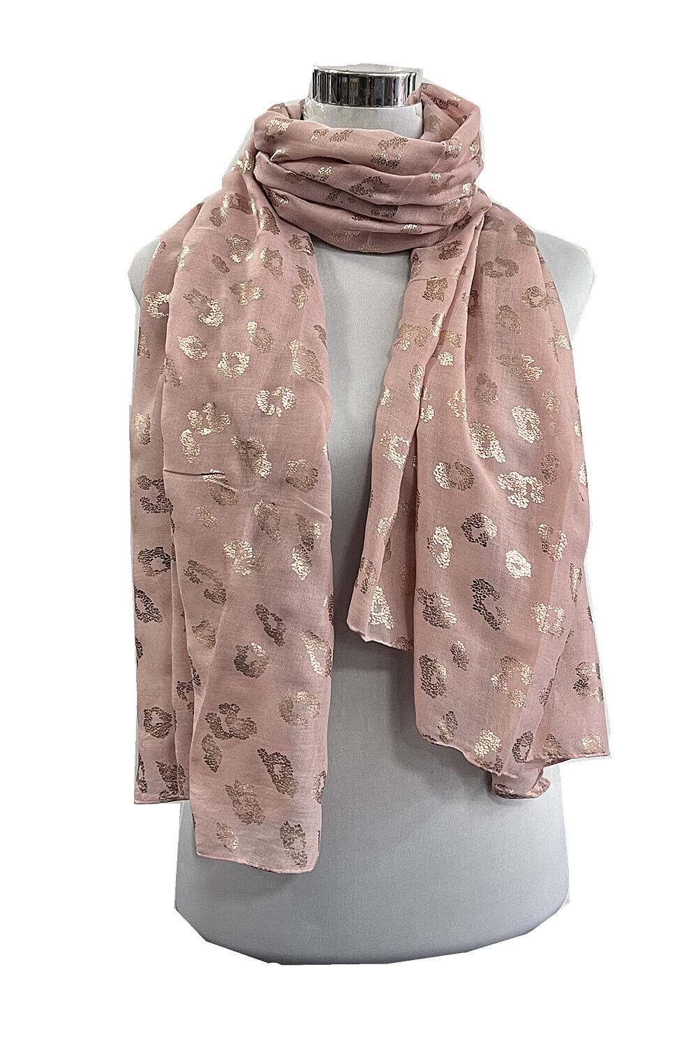 Foil Rosegold Leopard Print Scarf