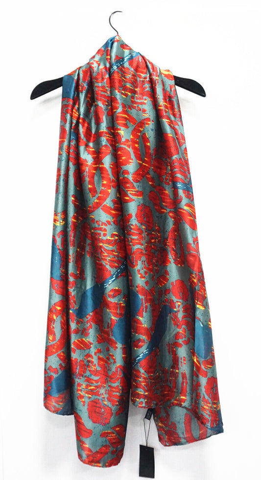 Silk Feel Scarf Blue Bird Print