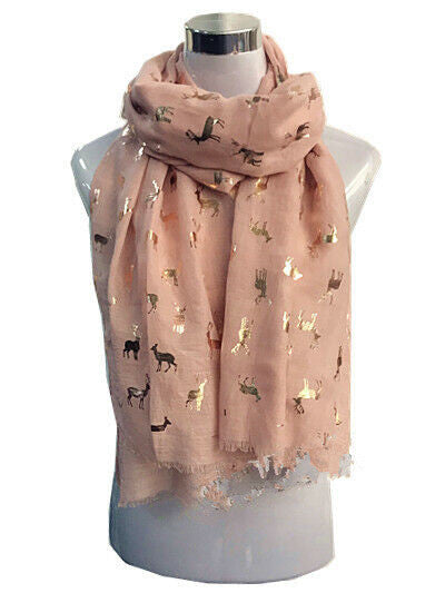 Foil Small Reindeer Christmas Scarf