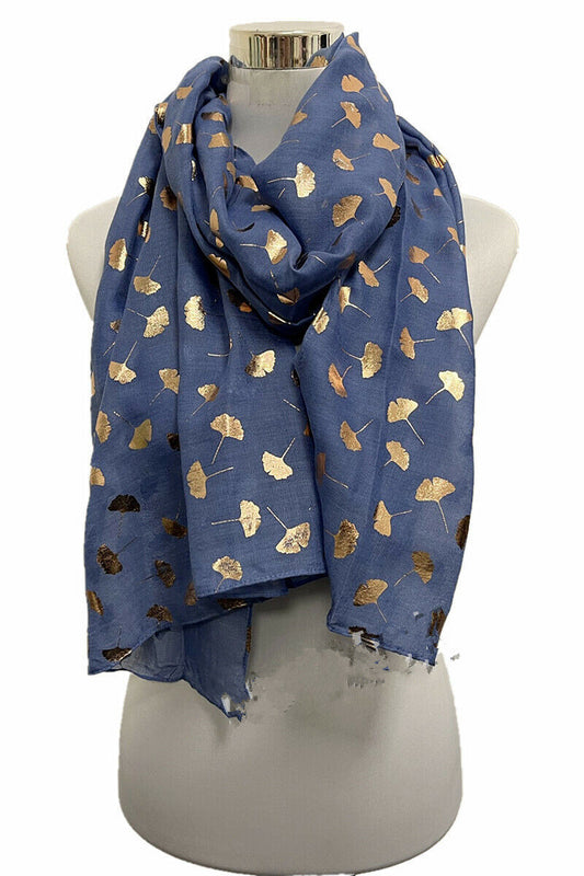 Foil Ginkgo Leaf Print Scarf