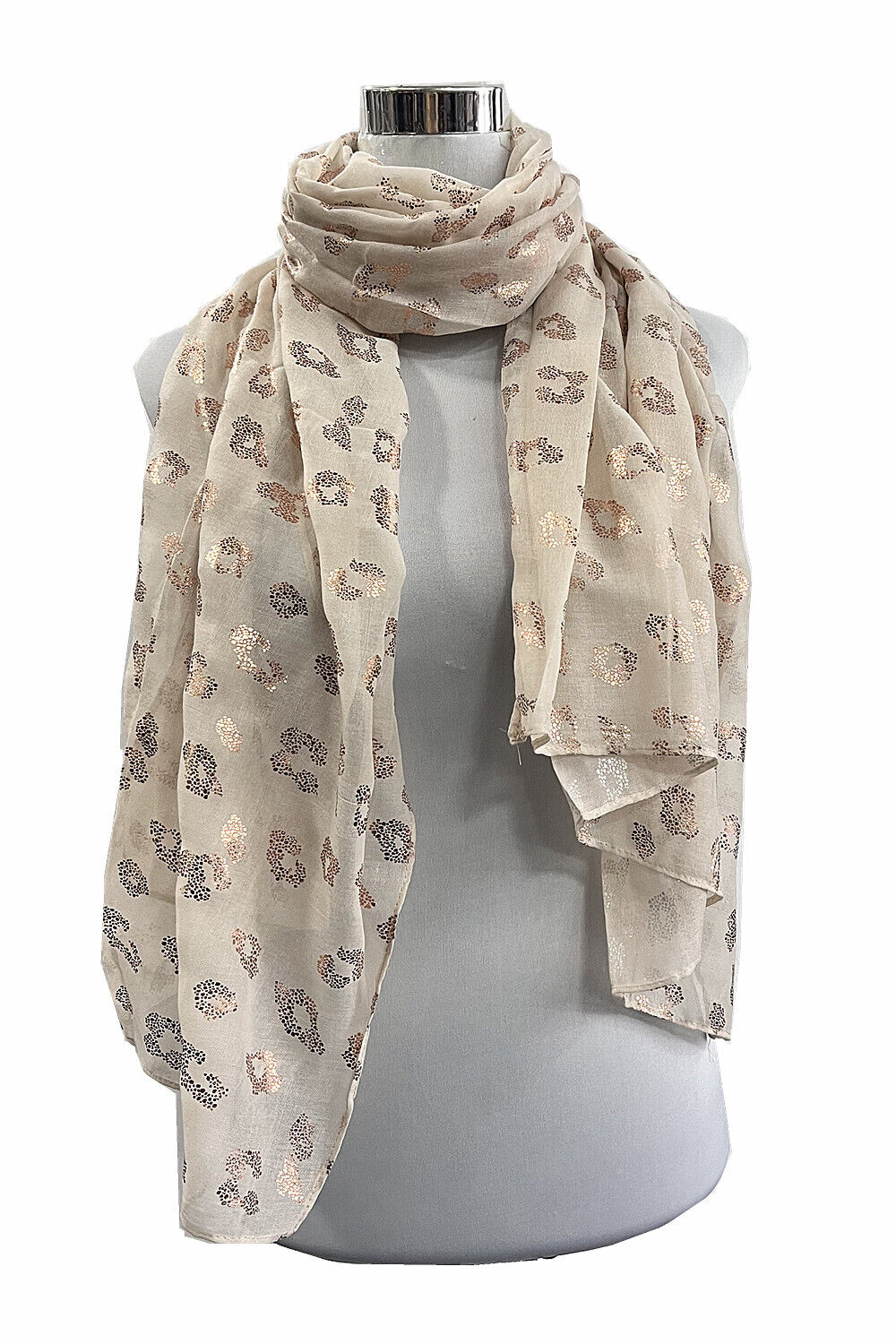 Foil Rosegold Leopard Print Scarf