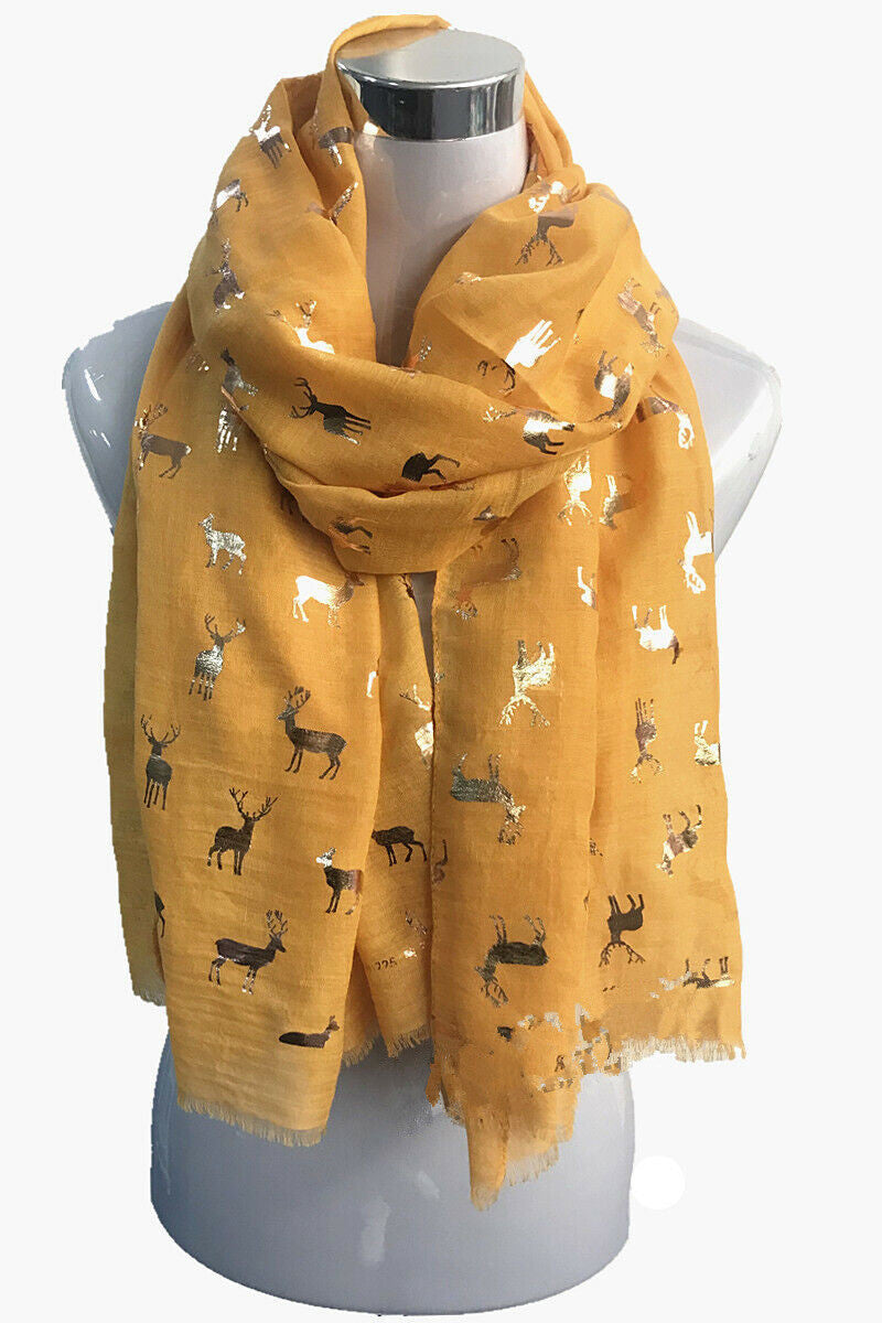 Foil Small Reindeer Christmas Scarf