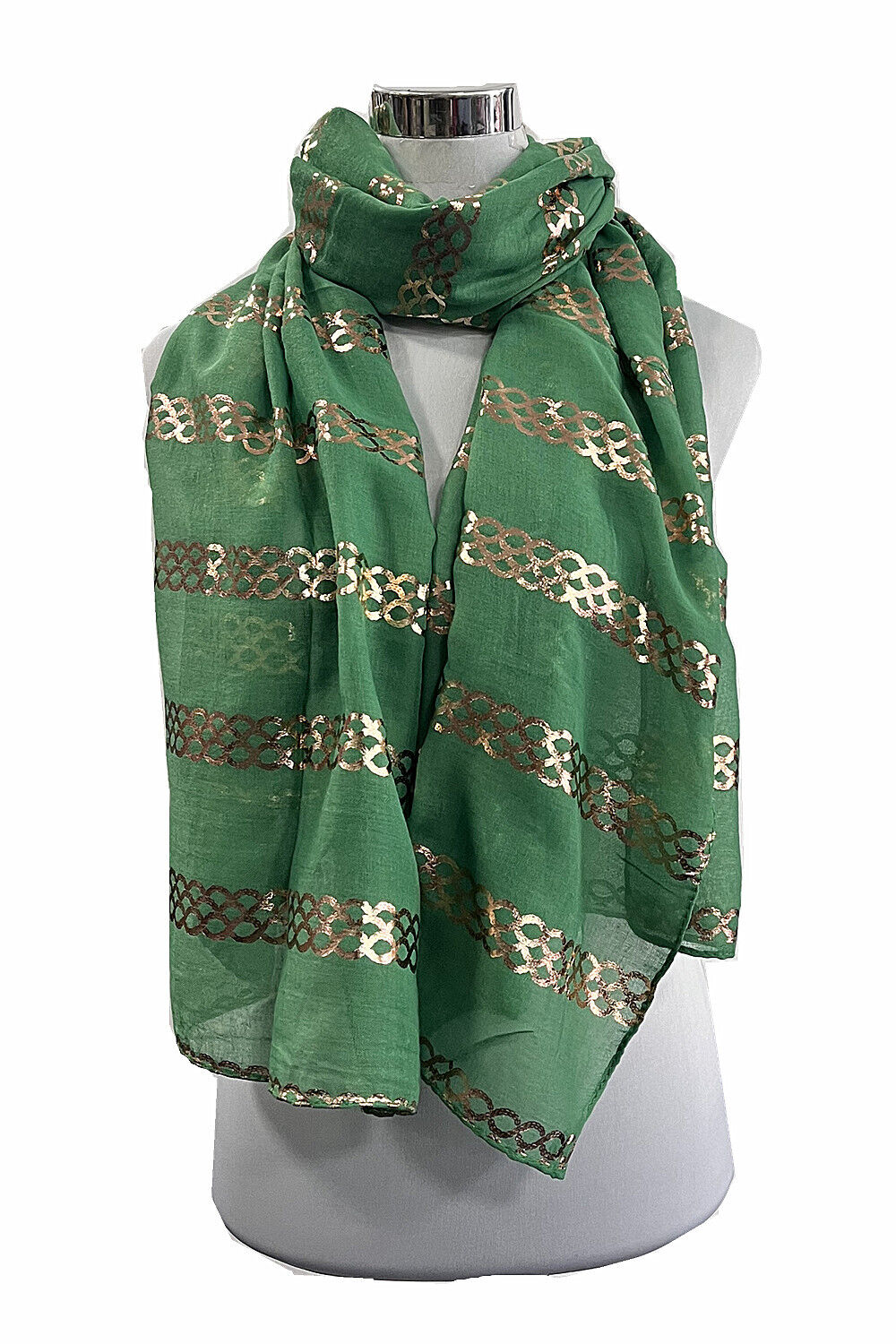 Foil Rose Gold Chain Lines Pattern Scarf