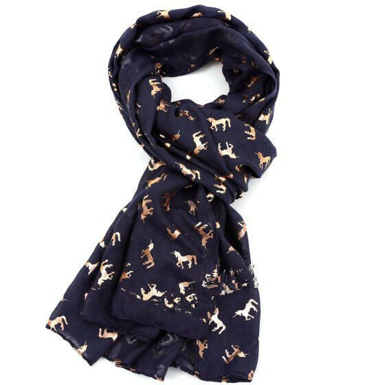 Foil Unicorn Pattern Scarf