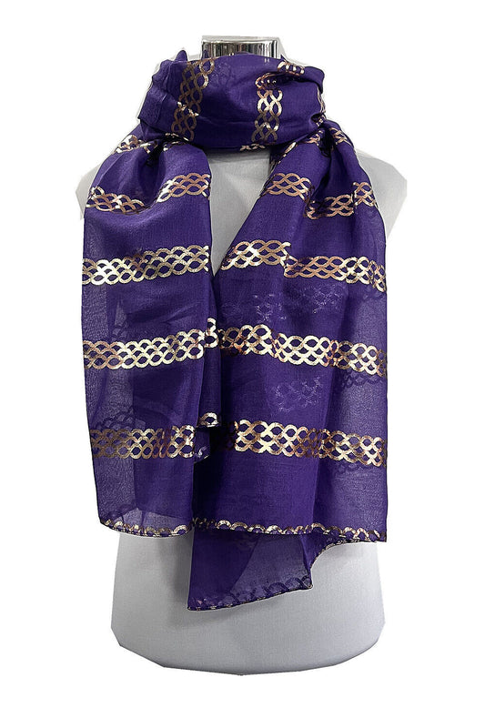 Foil Rose Gold Chain Lines Pattern Scarf