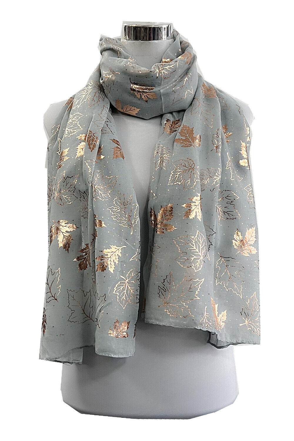 Foil Rose Gold Maple Leaf Pattern Scarf