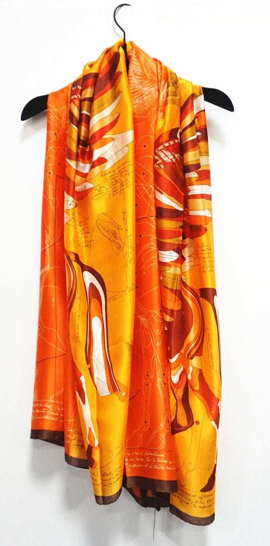 Silk Feel Scarf Flying Horse Pattern