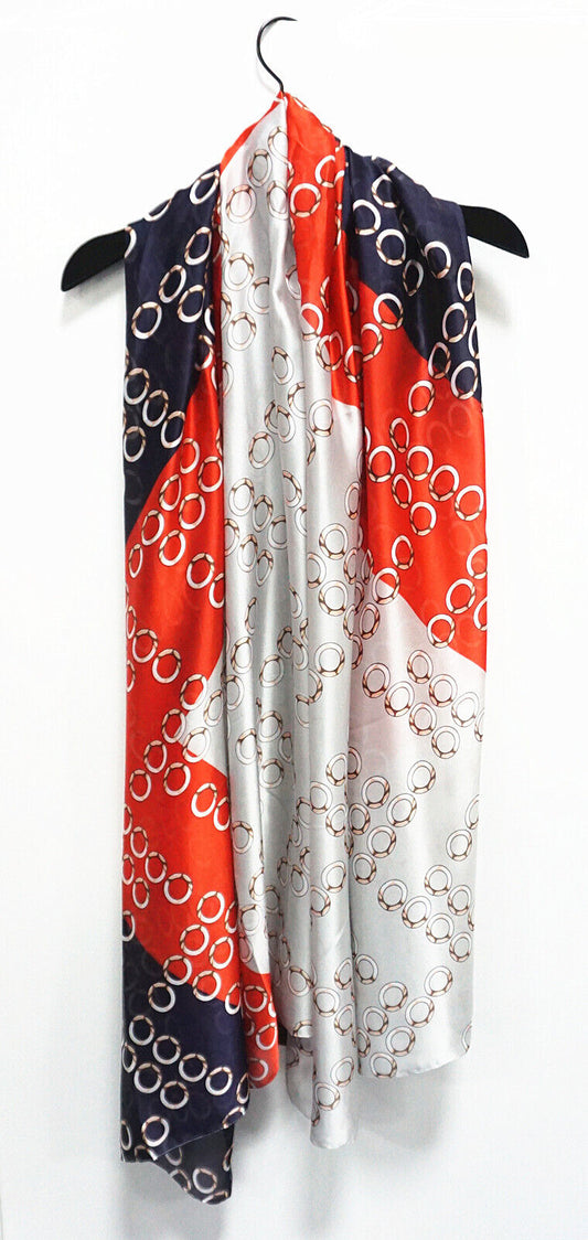 Silk Feel Scarf Classic Rings Pattern